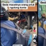 Pemotor Nekat Nyelip di Kolong Truk Kontainer Demi Hindari Macet, Aksinya Bikin Ngeri