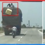 Viral Aksi Nekat Bajing Loncat Terekam Curi Muatan dari Atas Truk