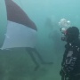 HUT Ke-79 RI, POSSI Banten Gelar Pengibaran Bendera Bawah Laut di Perairan Selat Sunda