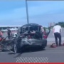 Viral! BMW Ringsek Parah Akibat Tabrakan di Tol Serbaraja, Gegara Mobil Pikap Pecah Ban?