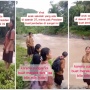 Jeritan dari Tepi Sungai, Anak Sekolah Berseragam Pramuka Minta Jembatan ke Prabowo!