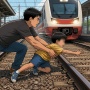 Viral Aksi Heroik Ayah Selamatkan Bayinya dari Terjangan Kereta Api, Jaraknya Bikin Deg-degan