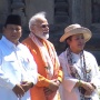 Prabowo Berbisik ke Titiek Soeharto, Lalu Berfoto Bertiga dengan Narendra Modi di Prambanan