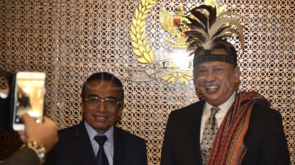 Presiden Timor Leste Francisco Guterres bertemu dengan Ketua DPR RI Bambang Soesatyo di Kompleks Parlemen Senayan, Jakarta, Jumat (29/6).