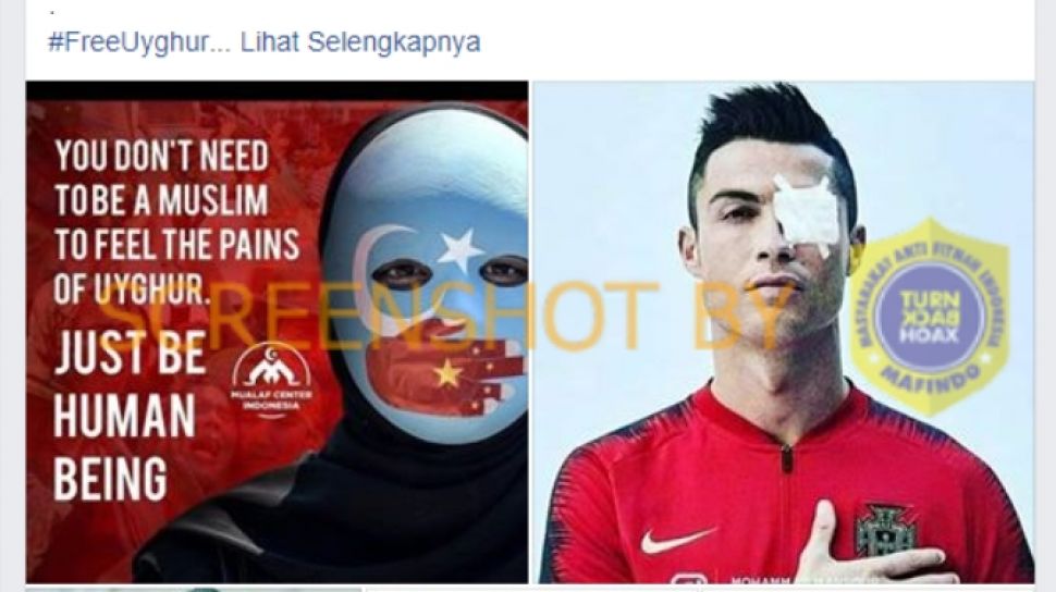 Cek Fakta Aksi Bela Uighur Sebelah Mata Cristiano Ronaldo Ditutup Perban