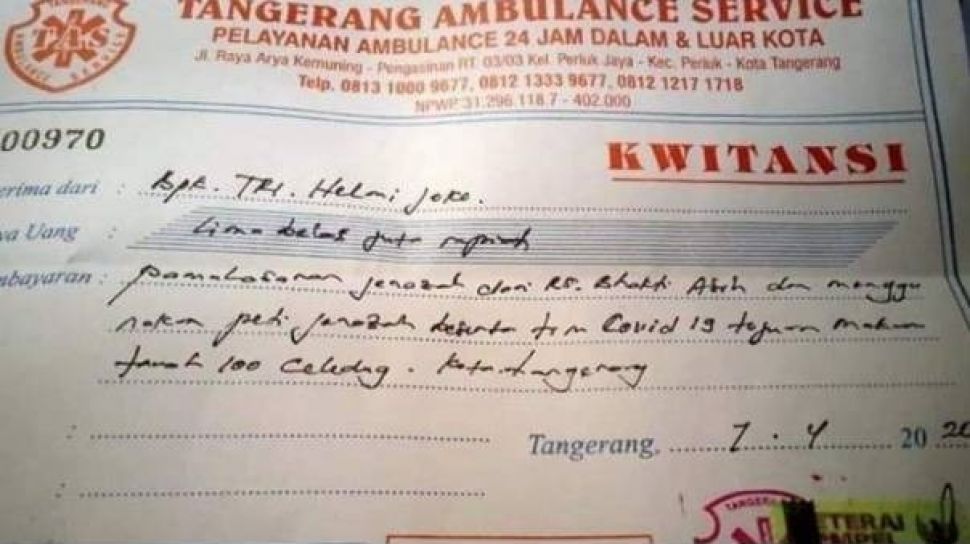 Keluarga Odp Corona Ciledug Penyewa Ambulans Rp 15 Juta Lapor Polisi Suara Banten