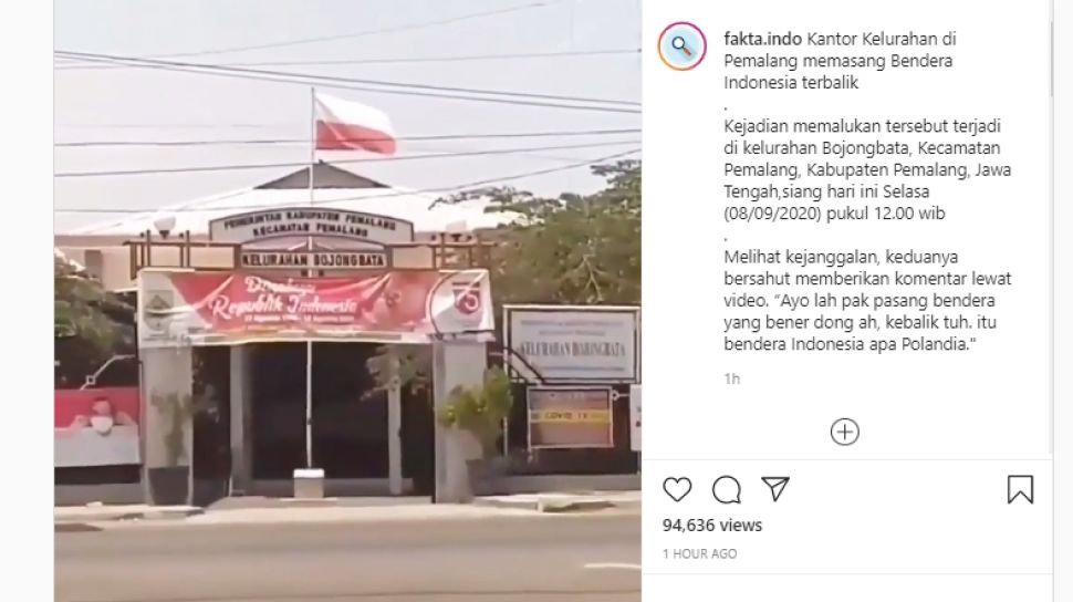 Pasang Bendera Terbalik Kelurahan Bojongbata Pemalang Dapat Teguran