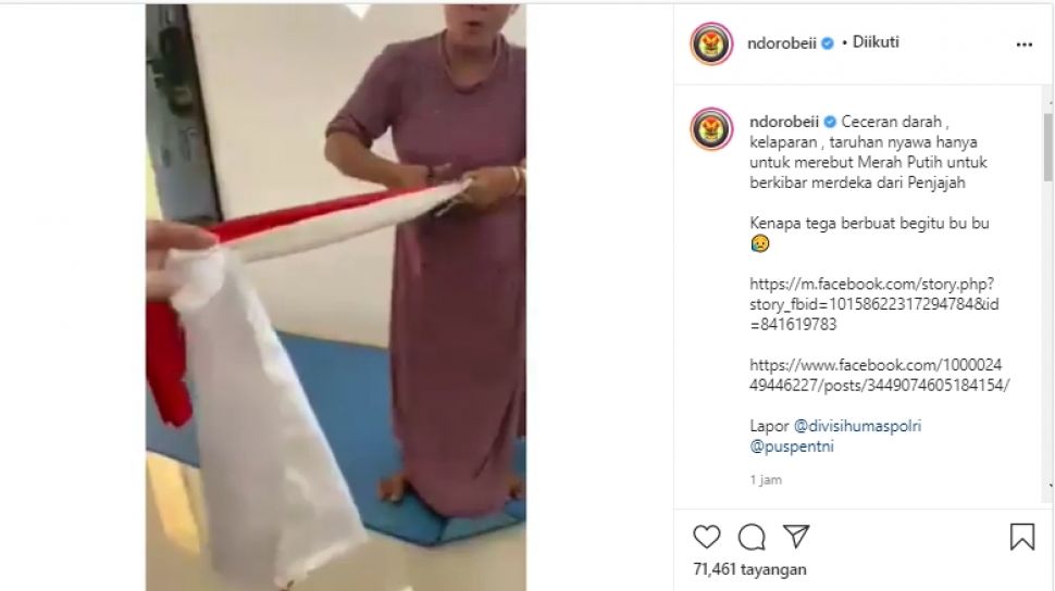 Viral Seorang Wanita Menggunting Bendera Menyerupai Sang Saka Merah Putih