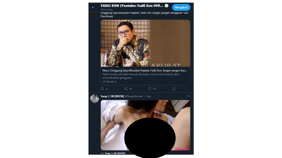 Terciduk Like Video Porno, Akun Twitter Fadli Zon Diserbu Warganet - Suara  Jabar