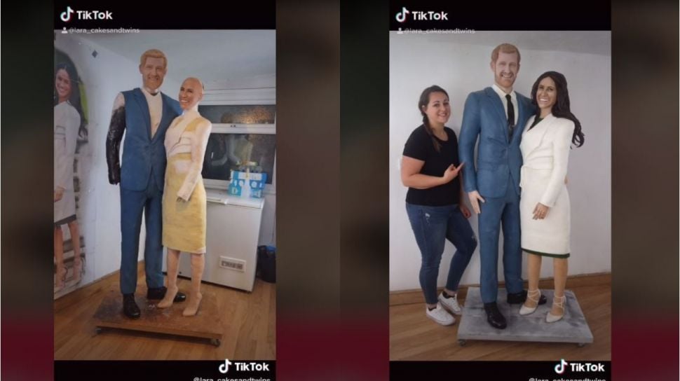 Viral Kue Meghan dan Harry Seukuran Asli (tiktok.com/@lara_cakesandtwins)