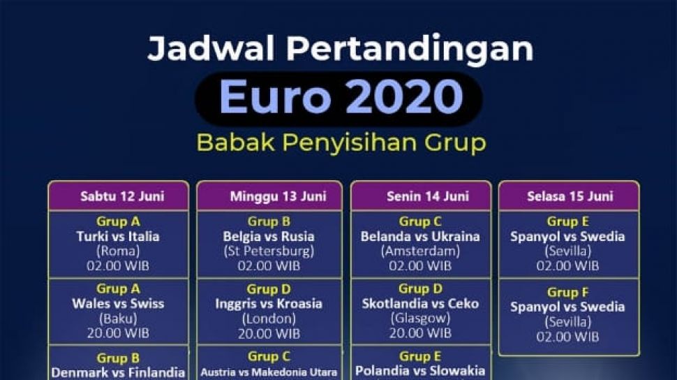 Jadwal Pertandingan Dan Link Live Streaming Euro 13 Juni 21 Gratis Suara Bekaci