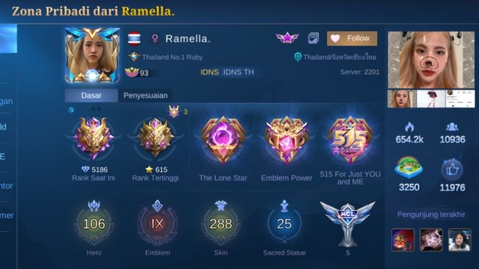 Profil IDNS Ramella, Satu-satunya Gamer Perempuan Tanding di MSC 2021