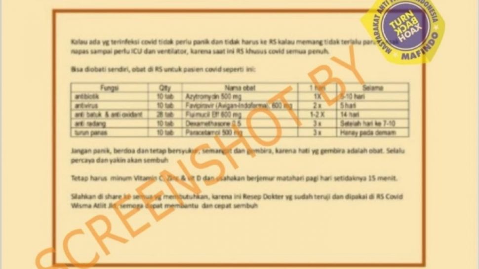 CEK FAKTA: Benarkah Daftar Obat Dari RS Ini Boleh Dipakai Sendiri Oleh ...