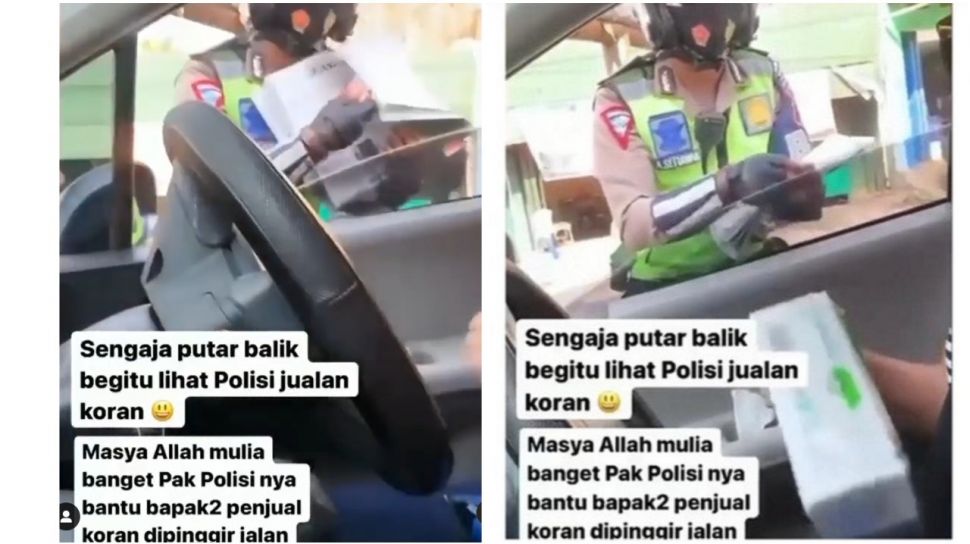 Viral Video Polisi Jualan Koran Dan Tisu Di Pinggir Jalan Bantu Kakek