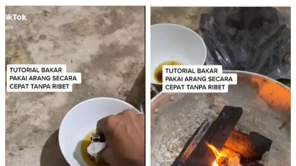 cara cepat bakar arang (TikTok @eowicm)