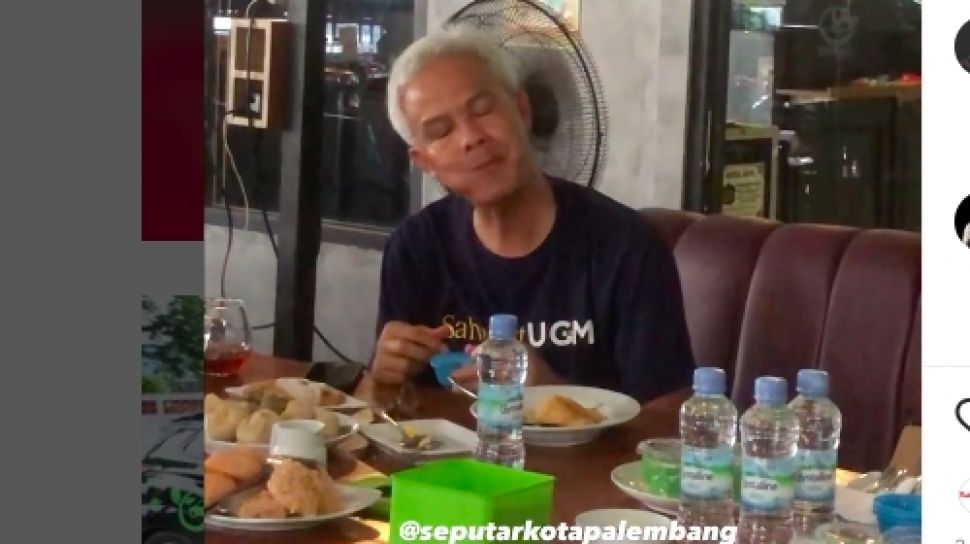 Ekspresi Ganjar Pranowo Santap Pempek Palembang Viral Warganet Duh