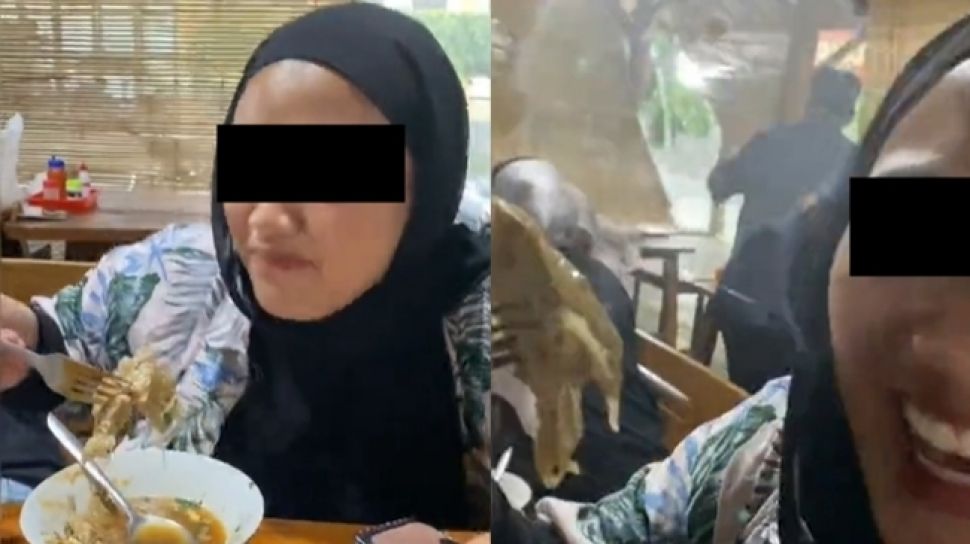 Viral Cewek Santai Makan Bakso Walau Lagi Hujan Badai Ending Dikacangi