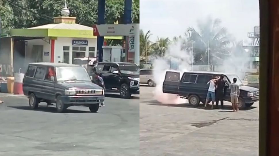 viral insiden mobil terbakar di area spbu jollynews
