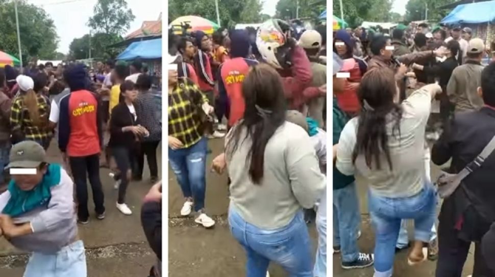 Geger Arak-arakan Desa Berujung Ricuh sampai Saling Pukul Pakai Helm, Aksi MC ‘Menyemangati’ Jadi Sorotan