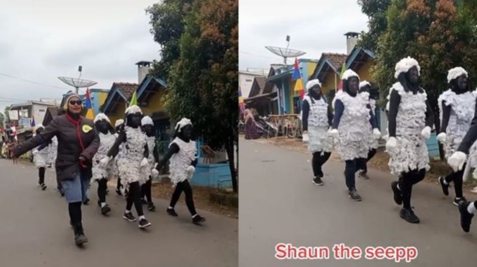 Pasukan Lomba Gerak Jalan Ini Curi Perhatian Pakai Kostum Shaun The