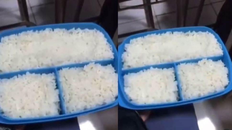 Ibu Ini Kasih Bekal Nasi Tanpa Lauk ke Anaknya, Warganet: Karbohidrat