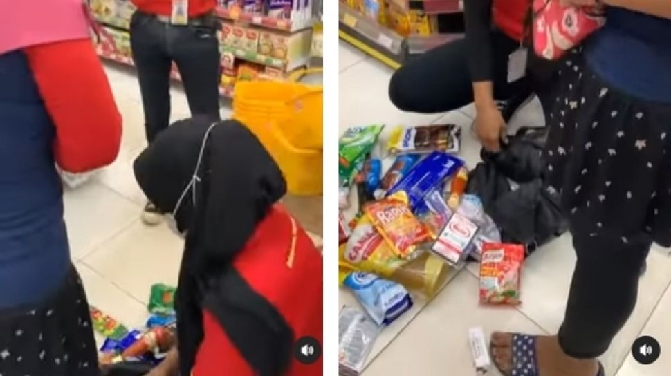 Emak-Emak Terciduk Curi Kebutuhan Bulanan di Minimarket, Bawa Kabur Tas Isi  Migor sampai Sabun Cuci