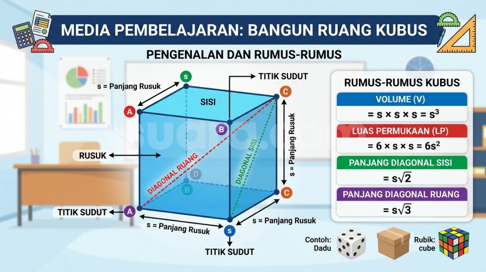Bangun ruang kubus. (Suara.com/AI)