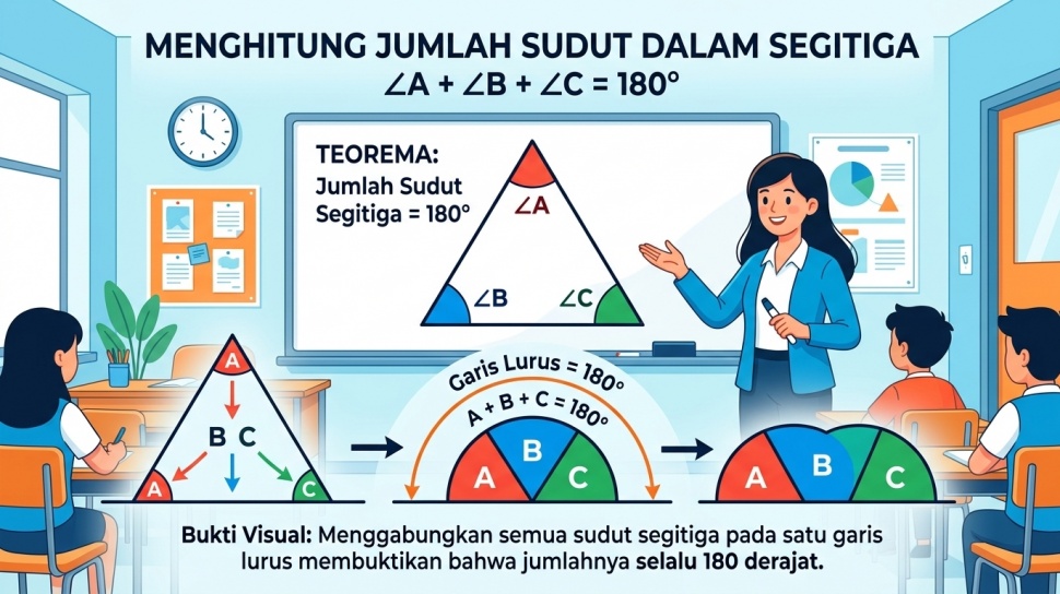 Menghitung sudut segitiga. (Suara.com/Gemini AI)