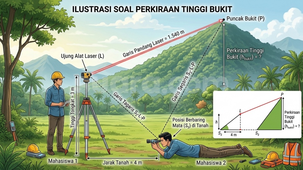 Ilustrasi contoh soal kesebangunan segitiga. (Suara.com/AI)