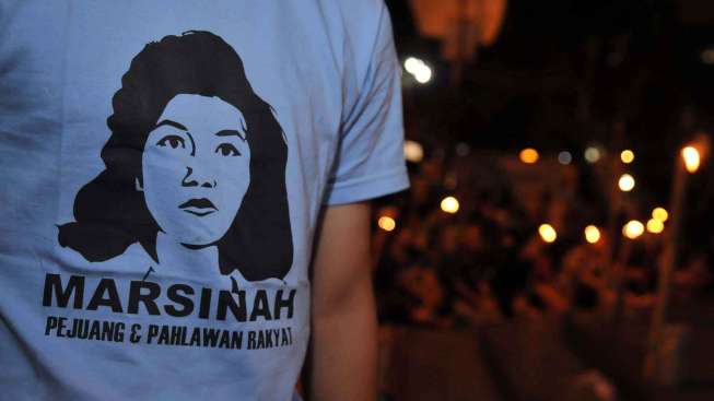 Peluncuran Obor Marsinah di Taman Ismail Marzuki Cikini Jakarta, Rabu (30/4). [suara.com/Adrian Mahakam]