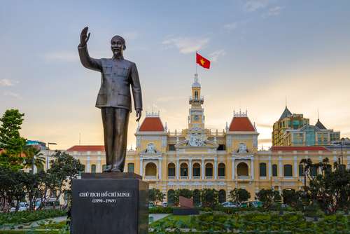 Ho Chi Minh statue in front of City Hall, Saigon, Ho Chi Minh City,