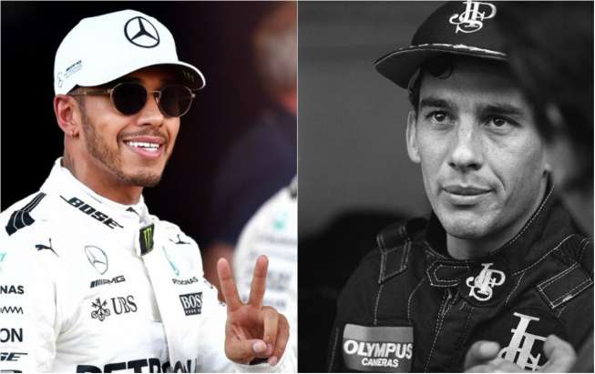 Kolase foto Lewis Hamilton and Aytron Senna [AFP]