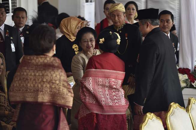 Mantan Presiden Megawati Soekarnoputri dan mantan Presiden Susilo Babang Yudhoyono di Istana Merdeka [Antara]