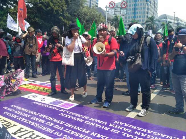 Aliansi Jurnalis Independen dan Federasi Media Independen menggelar aksi di Jakarta. [Dok FSPM Independen]