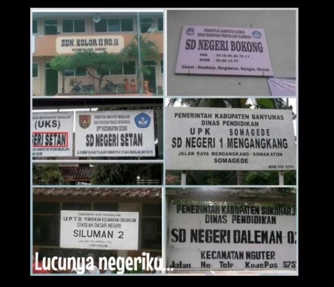 Inilah Nama-nama SD Paling Aneh di Indonesia
