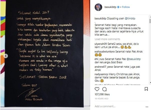 Ahok. [Instagram]