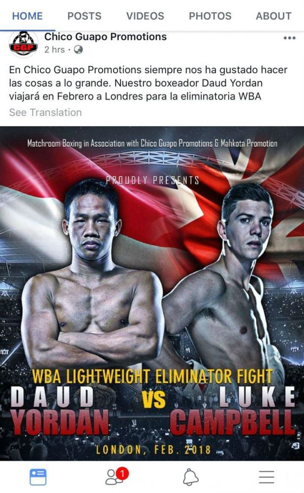 Poster Daud Yordan vs Luke Campbell. [Facebook@chichoguapopromotions]