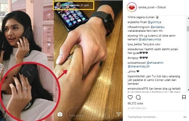 Artis Mikha Tambayong memakai cincin diduga bertunangan. [Instagram]