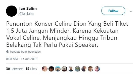 Tiket Celine Dion. [Twitter]