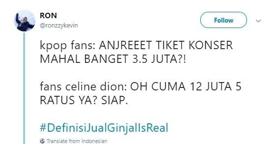 Tiket Celine Dion. [Twitter]