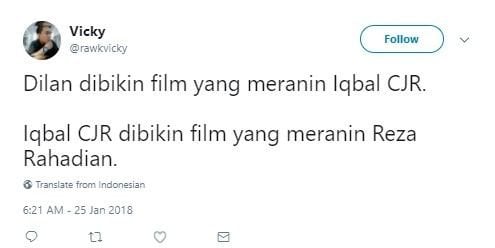 Cuitan Reza Rahardian perankan Benyamin.[Twitter]