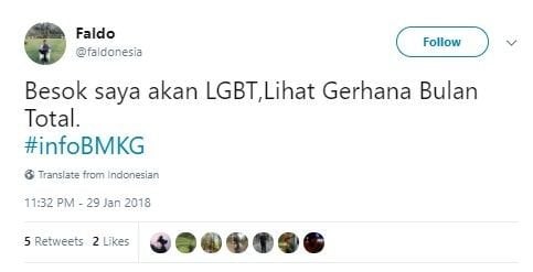 Kicauan kocak netizen soal gerhana bulan. (Twitter)