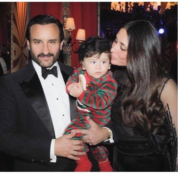 Saif Ali Khan bersama istri, Kareena Kapoor dan putranya, Taimur. (Instagram)