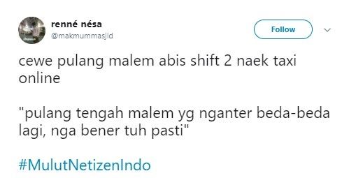 Cuitan dengan tagar mulutnetizenindo. (Twitter)