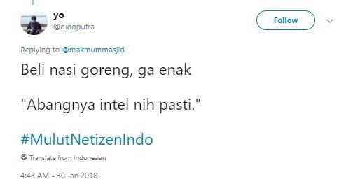 Cuitan dengan tagar mulutnetizenindo. (Twitter)