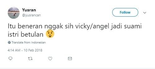 Kicauan Twitter Vicky Prasetyo - Angel Lelga. [Twitter]