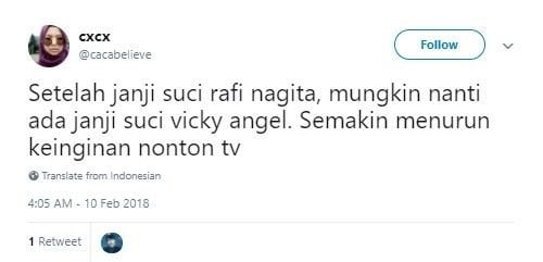 Kicauan Twitter Vicky Prasetyo - Angel Lelga. [Twitter]