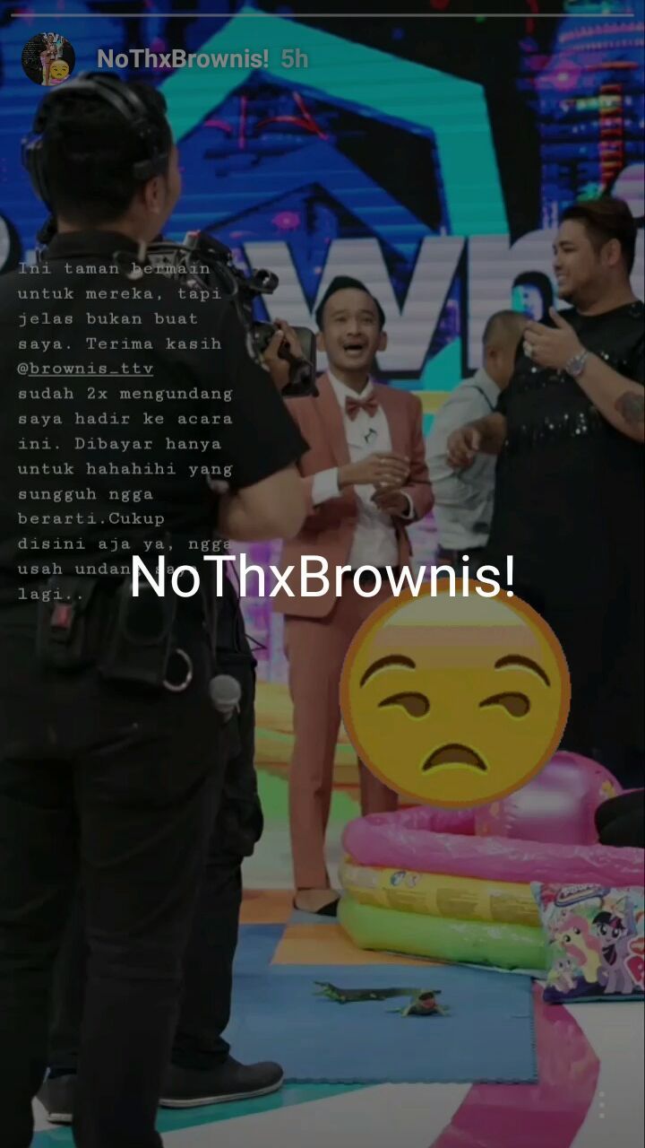 Widi Mulia curhat di Instagram tentang Brownis Transtv. (Instagram)