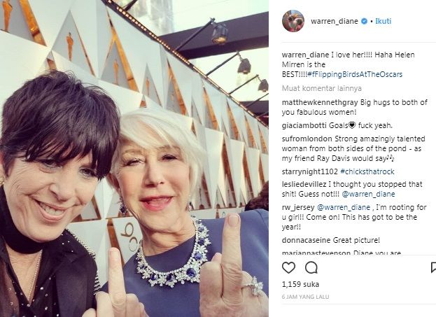 Diane Warren dan Hellen Mirren. [Instagram]