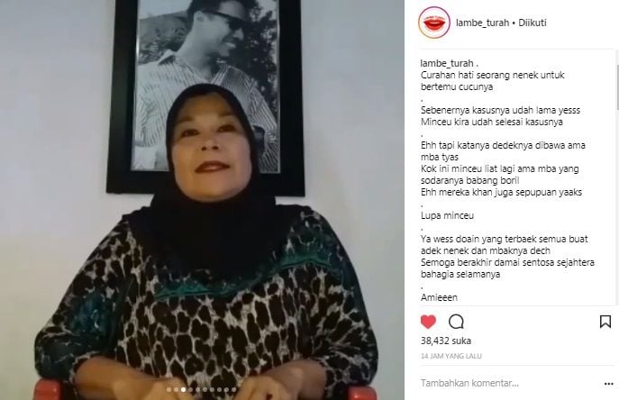 Nenek ini minta Tyas Mirasih kembalikan cucunya. [Instagram]